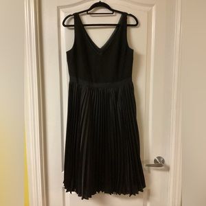 Banana Republic Black Holiday Dress w/ Sheer Overlay and Knife Pleated Skirt 10P